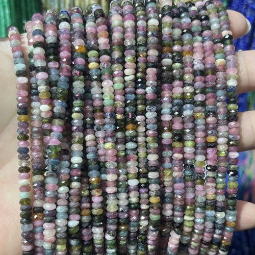 Natürlicher Turmalin Perlen, Abakus,Rechenbrett, Modeschmuck & DIY & facettierte, gemischte Farben, 3x4mm, Länge:ca. 38 cm, verkauft von Strang