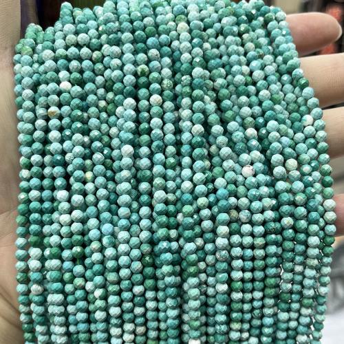 Natural Turquoise Beads, Round, fashion jewelry & DIY & faceted, green, 4mm Approx 38 cm 