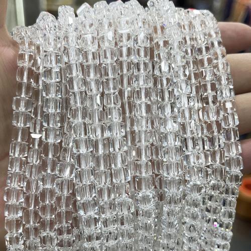 Natural Clear Quartz Beads, Square, fashion jewelry & DIY & faceted, clear Approx 38 cm 