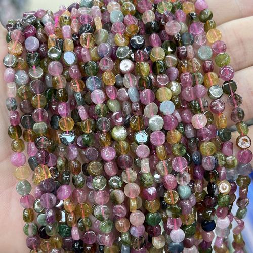 Natürlicher Turmalin Perlen, flache Runde, Modeschmuck & DIY, gemischte Farben, 5.5mm, Länge:ca. 38 cm, verkauft von Strang