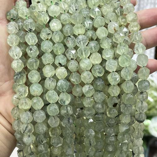 Prehnite Beads, Natural Prehnite, Polygon, fashion jewelry & DIY & faceted, green Approx 38 cm 