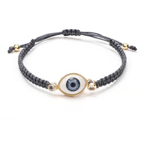 Resin Bracelets, Knot Cord, with Resin & 304 Stainless Steel, Evil Eye, handmade, fashion jewelry & Unisex & adjustable Approx 16-20 cm 