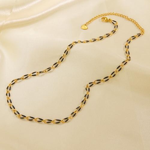 Stainless Steel Jewelry Necklace, 304 Stainless Steel, with 7.5cm extender chain, Vacuum Ion Plating, fashion jewelry & for woman & enamel Approx 40 cm 
