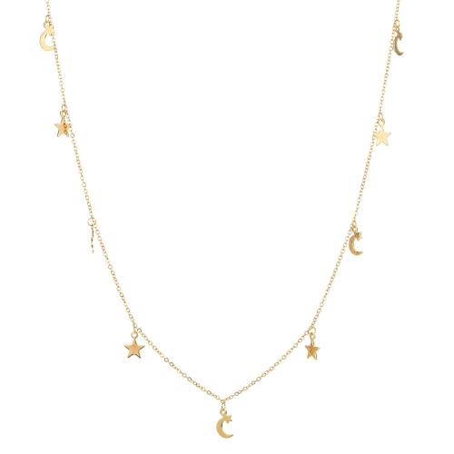 Stainless Steel Jewelry Necklace, 304 Stainless Steel, with 5cm extender chain, Moon and Star, Vacuum Ion Plating, fashion jewelry & for woman, golden Approx 40 cm 