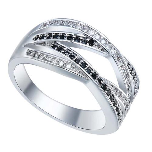 Cubic Zirconia Micro Pave Brass Finger Ring, plated, fashion jewelry & micro pave cubic zirconia, silver color 