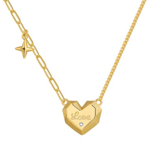 Cubic Zircon Micro Pave Brass Necklace, Heart, plated, micro pave cubic zirconia & for woman Approx 45-50 cm 