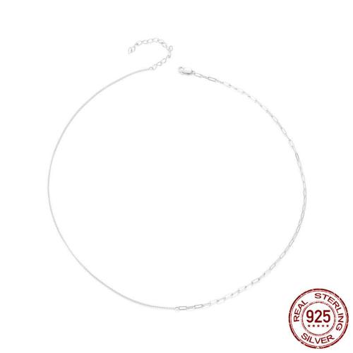 925 Sterling Silver Necklace, with 1.97inch extender chain, platinum plated, fashion jewelry & for woman Approx 15.75 Inch 