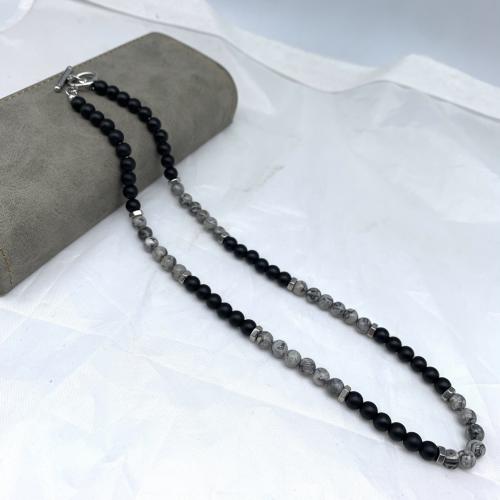 Gemstone Necklaces, Natural Stone, with 304 Stainless Steel, fashion jewelry & Unisex Approx 45 cm 