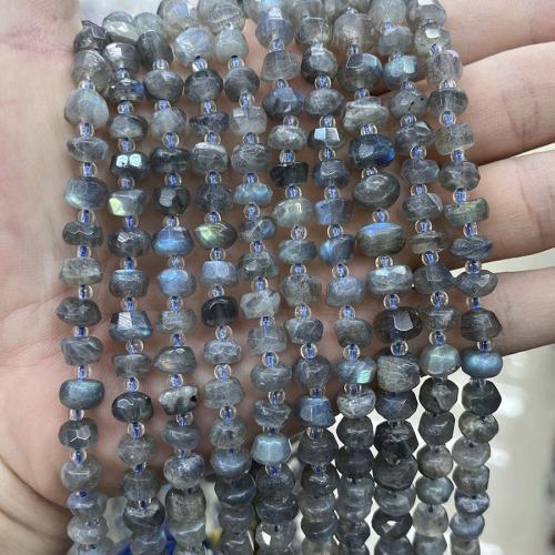 Labradorite Beads, fashion jewelry & DIY & faceted, grey, Length about 4.5-7.5mm Approx 38 cm 
