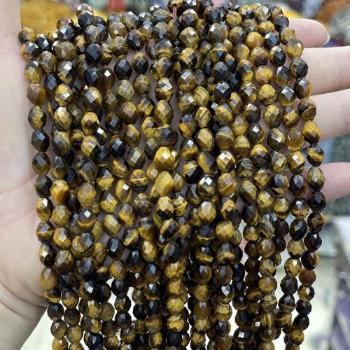 Tiger Eye Beads, Oval, fashion jewelry & DIY & faceted, mixed colors, Length about 6.5-7.6mm Approx 38 cm 
