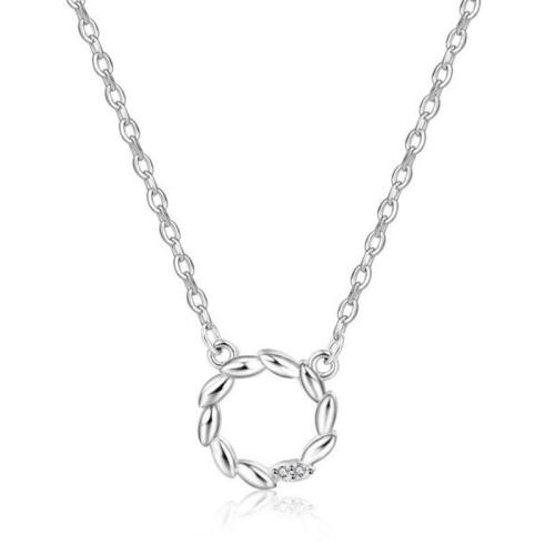 Zircon cubique Micro Pave collier en argent sterling, Argent sterling 925, avec 5cm chaînes de rallonge, bijoux de mode & pavé de micro zircon & pour femme Environ 40 cm, Vendu par PC