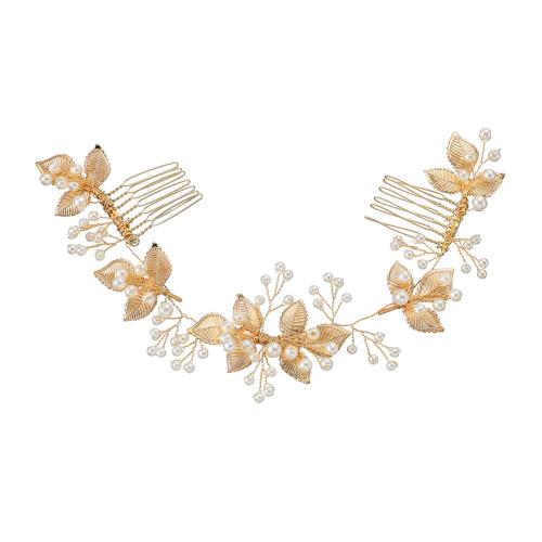 Decorative Hair Combs, Zinc Alloy, with Plastic Pearl, fashion jewelry & for woman 