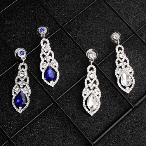Zinc Alloy Drop Earring, with Crystal, fashion jewelry & for woman & with rhinestone [
