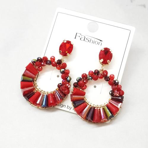 Crystal Drop Earring, with Iron, Donut, plated, fashion jewelry & for woman 