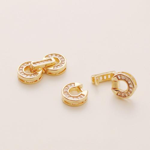 Zinc Alloy Fold Over Clasp, with Cubic Zirconia, plated, DIY [