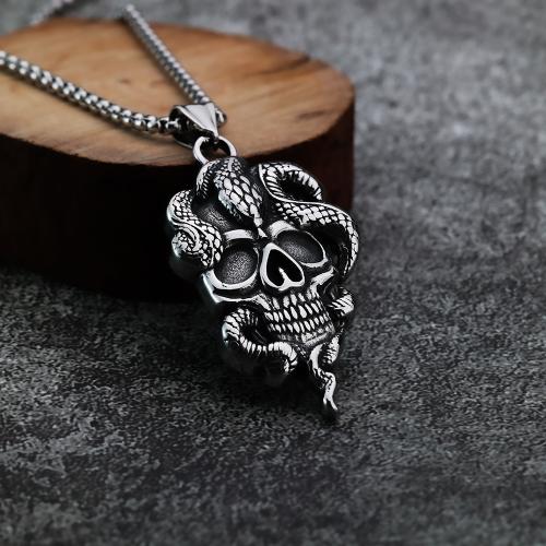 Stainless Steel Pendants, 304 Stainless Steel, Skull, polished original color 