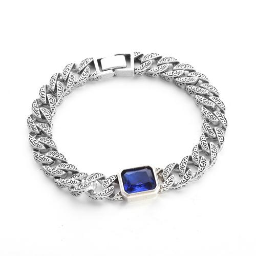Fashion Zinc Alloy Bracelets, with Gemstone, plated, Unisex, blue 