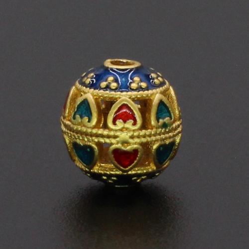 Enamel Zinc Alloy Beads, gold color plated, DIY, mixed colors [