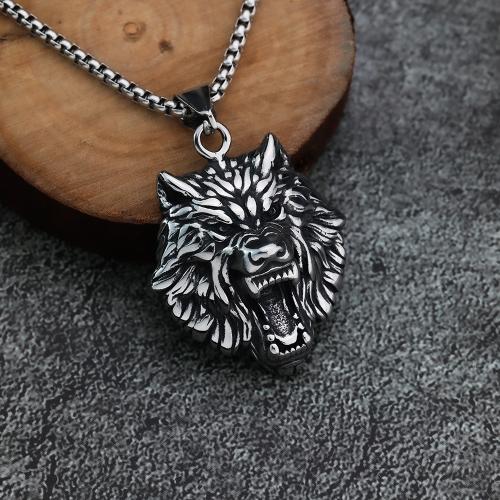 Stainless Steel Animal Pendants, 304 Stainless Steel, Wolf, polished original color [