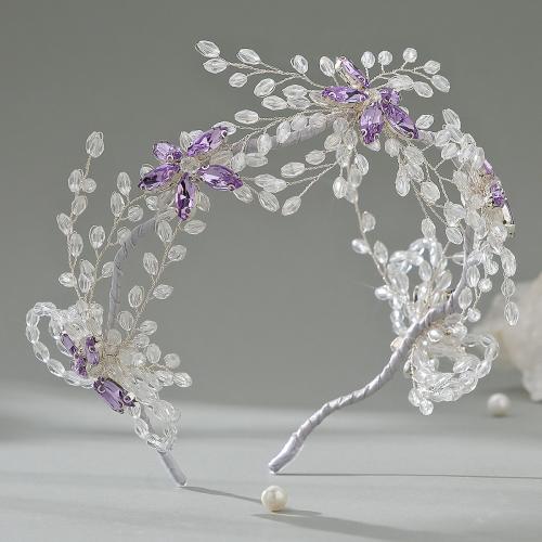 Hair Bands, Brass, with Crystal, fashion jewelry & for woman & with rhinestone, silver color 