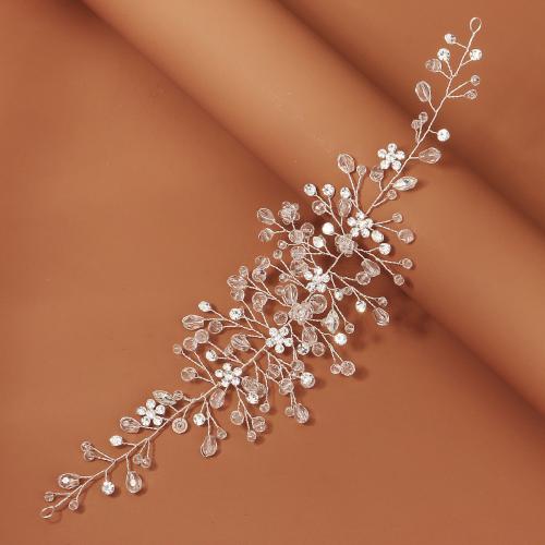 Headband, Zinc Alloy, with Crystal & Plastic Pearl, fashion jewelry & for woman, silver color [