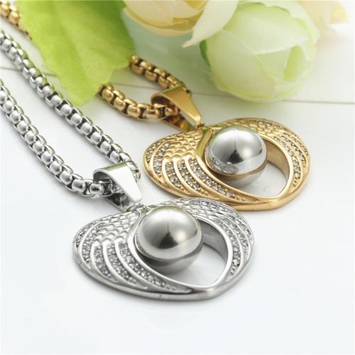 Stainless Steel Jewelry Necklace, 304 Stainless Steel, Heart, polished, Unisex & with rhinestone Approx 60 cm 