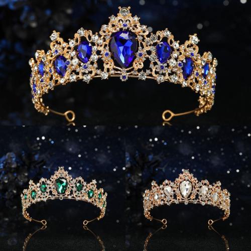 Bridal Tiaras, Zinc Alloy, for woman & with rhinestone diameter 140mm, height 60mm 