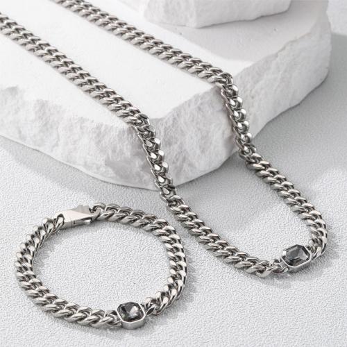 Fashion Stainless Steel Jewelry Sets, 304 Stainless Steel, bracelet & necklace, punk style & Unisex original color [