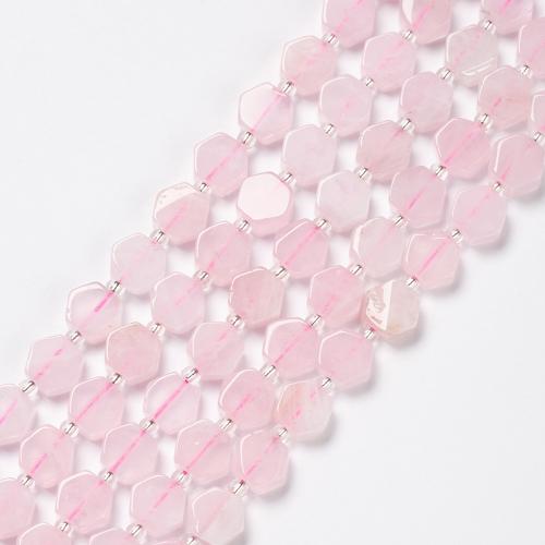 Natural Rose Quartz Beads, Hexagon, fashion jewelry & DIY, pink, 9mm Approx 38 cm [