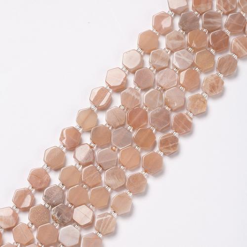 Sunstone Bead, Hexagon, fashion jewelry & DIY, mixed colors, 9mm Approx 38 cm 