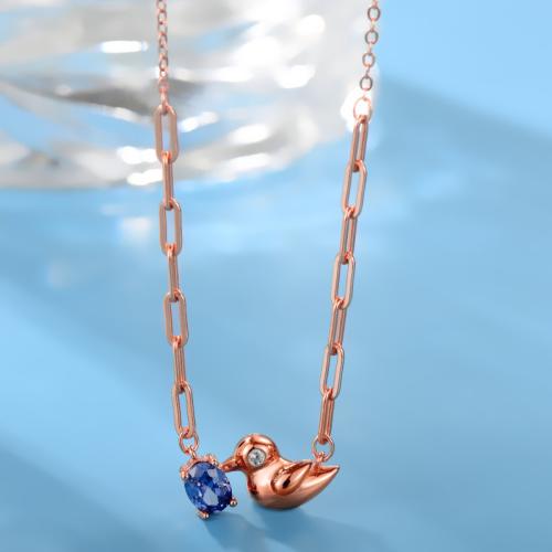 Zircon cubique Micro Pave collier en argent sterling, Argent sterling 925, avec 5cm chaînes de rallonge, oiseau, bijoux de mode & pavé de micro zircon & pour femme, plus de couleurs à choisir Environ 40 cm, Vendu par PC