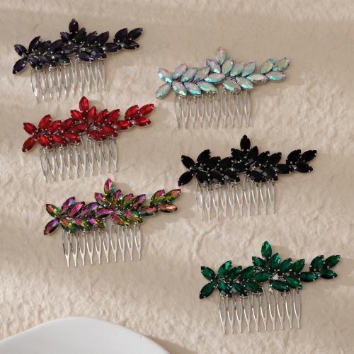Decorative Hair Combs, Zinc Alloy, for woman & with rhinestone 