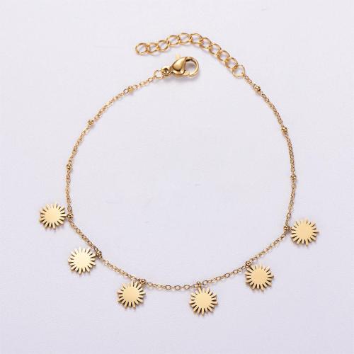 Stainless Steel Charm Bracelet, 316L Stainless Steel, with 5cm extender chain, 18K gold plated, fashion jewelry & for woman, golden Approx 18 cm 