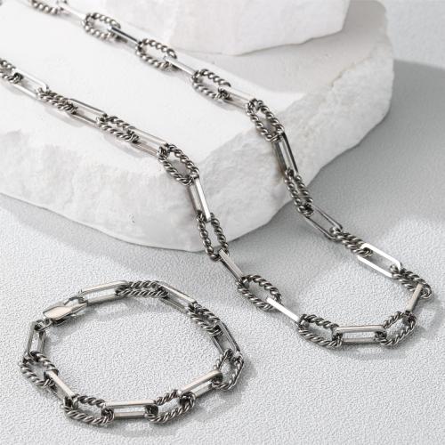 Fashion Stainless Steel Jewelry Sets, 304 Stainless Steel, bracelet & necklace, fashion jewelry & Unisex, original color 