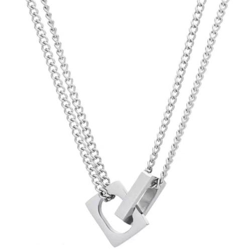 Stainless Steel Jewelry Necklace, 304 Stainless Steel, with 5cm extender chain, Double Layer & fashion jewelry & Unisex, original color cm 