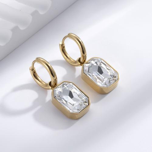 Titanium Steel Earrings, Vacuum Ion Plating, micro pave cubic zirconia & for woman 