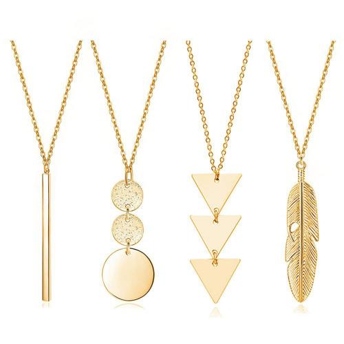 Brass Jewelry Necklace, plated, 4 pieces & for woman 