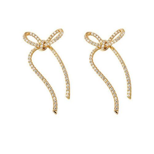 Rhinestone Brass Stud Earring, Copper Alloy, for woman & with rhinestone 