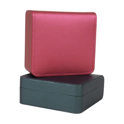 Leather Jewelry Set Box, PU Leather, with Flocking Fabric & Plastic, portable & dustproof 