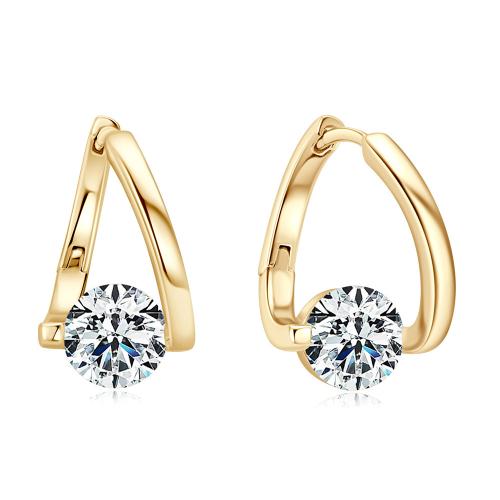 925 Sterling Silver Lever Back Earring, Geometrical Pattern, for woman & with cubic zirconia [