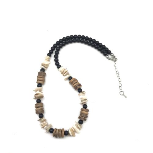 Gemstone Necklaces, Natural Stone, with Shell & 316 Stainless Steel, fashion jewelry & Unisex Approx 45 cm 