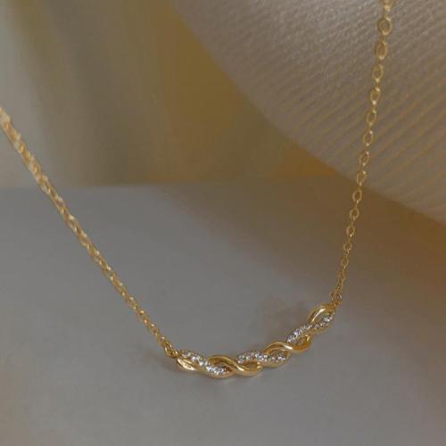 Cubic Zircon Micro Pave Brass Necklace, fashion jewelry & micro pave cubic zirconia & for woman Approx 45 cm 