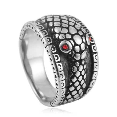Rhinestone Stainless Steel Finger Ring, 304 Stainless Steel, polished & for man & with rhinestone width 14.2mm 