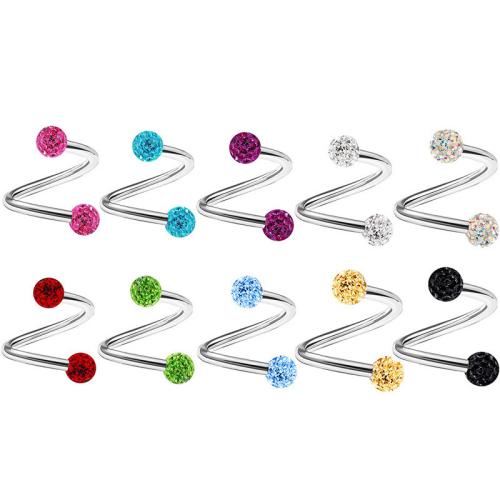 Stainless Steel Nose Piercing Jewelry, 304 Stainless Steel, plated, Unisex & micro pave cubic zirconia [