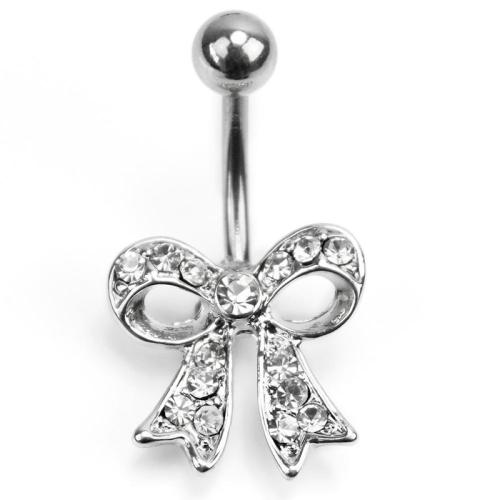 Belly Ring Jewelry, Zinc Alloy, with 316 Stainless Steel, plated, Unisex & micro pave cubic zirconia, white, 1.6*11*8/5 