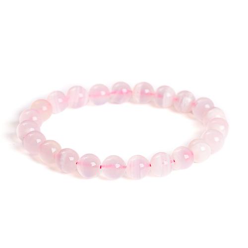 Calcite Bracelet, Round, handmade & for woman, pink Approx 6.5-8 Inch 