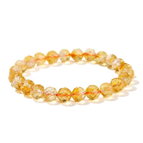 Quartz Bracelet, handmade, Unisex & faceted, yellow, beads length 8mm Approx 7-7.5 Inch 