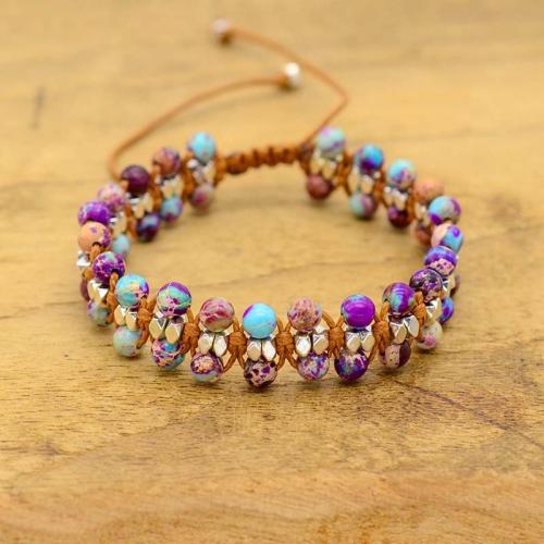 Gemstone Bracelets, Natural Stone, handmade, Adjustable & fashion jewelry & for woman, purple Approx 18 cm 