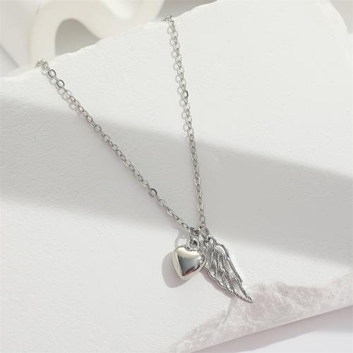 Zinc Alloy Necklace, with 6cm extender chain, fashion jewelry & for woman, silver color Approx 41 cm [