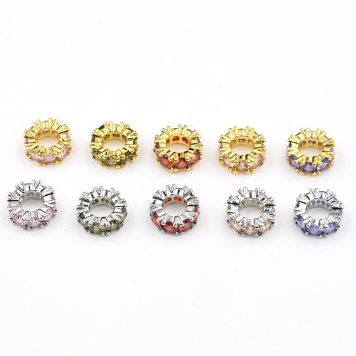 Cubic Zirconia Micro Pave Brass Beads, plated, fashion jewelry & DIY & micro pave cubic zirconia & mixed, Random Color 
